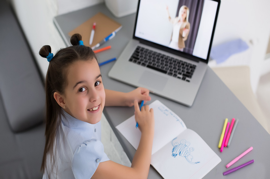 Child Starts Online School